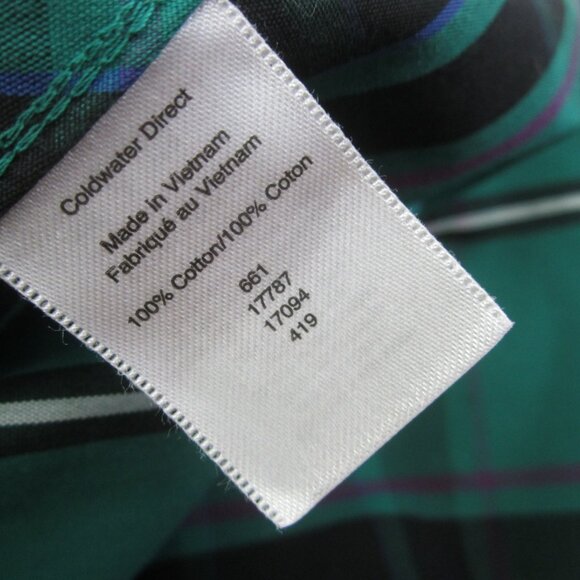 Coldwater Creek Women Plus 2X Teal Blue Green Black Plaid Cotton LS Shirt - Picture 7 of 15